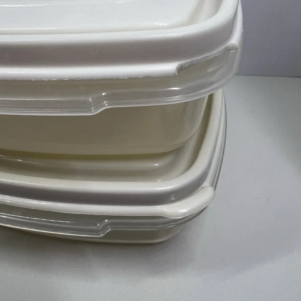 Vintage Rubbermaid Servin Saver #1 - 2 Cups - Lot Of 2 Sandwich‎ w Lids Almond
